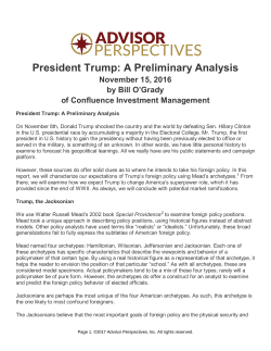President Trump: A Preliminary Analysis