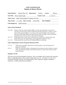 Unit IX: Light - Bremen High School District 228
