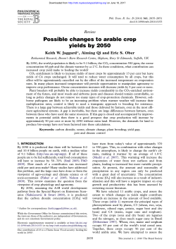 Possible changes to arable crop yields by 2050