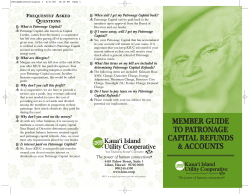 MEMBER GUIDE TO PATRONAGE CAPITAL REFUNDS