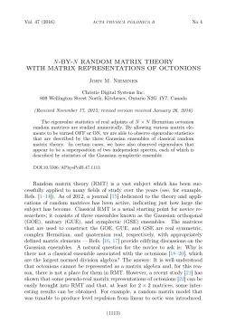 N-by-N Random Matrix Theory with Matrix Representations of