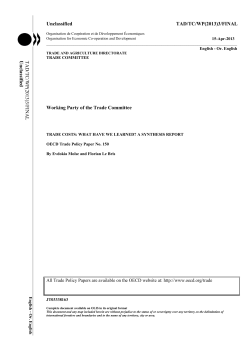 Trade Costs: What have we learned? A Synthesis report