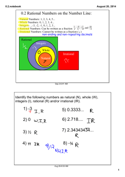1) 3 2) 0 3) &frac12; 4) &pi; 5) 0.3333... 6) 2.718.... 7) 2.34343434... 8) &frac34;