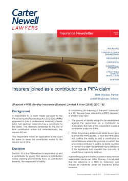 Insurers joined as a contributor to a PIPA claim