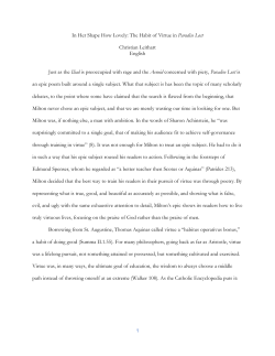 In Her Shape How Lovely: The Habit of Virtue in Paradise Lost