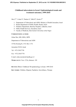 Childhood tuberculosis in Israel: Epidemiological trends