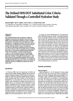 The Defined HHS/DOT Substituted Urine Criteria Validated Through