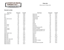 Price List - Somerton Ridge Hardwoods