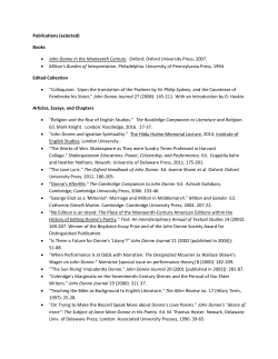 Publications (selected) Books • John Donne in the Nineteenth