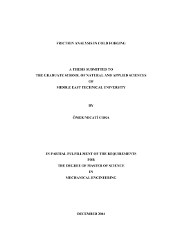 friction analysis in cold forging a thesis submitted to the