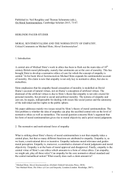 On Moral Sentimentalism, Cambridge Scholars 2015, 73