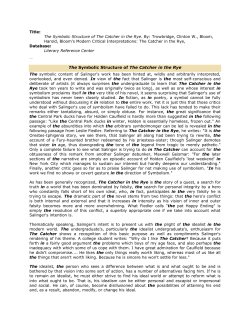 Title: The Symbolic Structure of The Catcher in the Rye. By