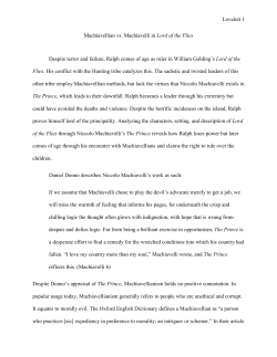 Machiavelli v. Machiavellian in Lord of the Flies