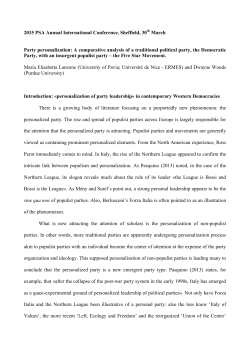 2015 PSA Annual International Conference, Sheffield, 30th March