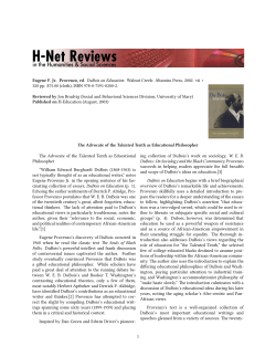 The Advocate of the Talented Tenth as Educational - H-Net