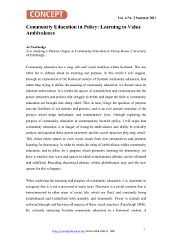 Community Education in Policy: Learning to Value Ambivalence