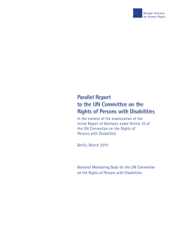 Parallel Report to the UN Committee on the Rights of Persons with