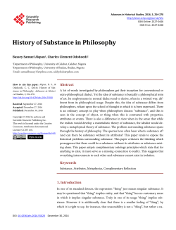 History of Substance in Philosophy