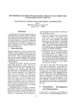 REVERSIBLE MACHINE TRANSLATION: WHAT TO DO WHEN THE