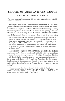 letters of james anthony froude - The Journal of the Rutgers
