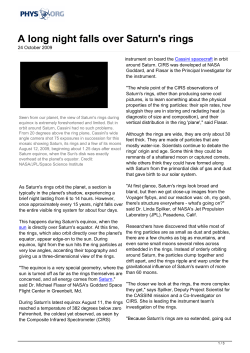 A long night falls over Saturn`s rings