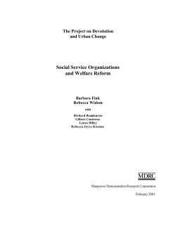 Social Service Organizations and Welfare Reform