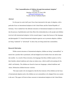 The Commodification of Children Through International Adoption