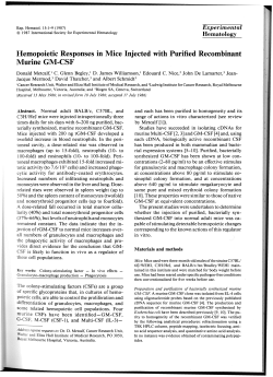 Hemopoietic Responses in Mice Injected with Purified Recombinant