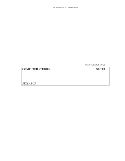 COMPUTER STUDIES SEC 09 SYLLABUS