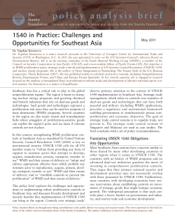 1540 in Practice: Challenges and Opportunities for Southeast Asia