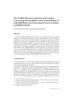 The Conflict Between Argentina and Uruguay Concerning