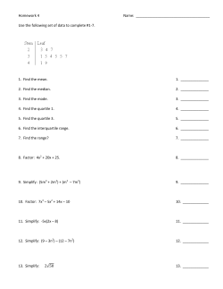 Homework 4 Name: Use the following set of data to complete #1