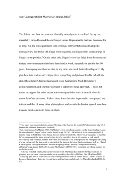 Non-Consequentialist Theories of Animal Ethics The debate over