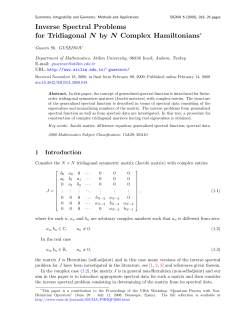 Inverse Spectral Problems for Tridiagonal N by N Complex