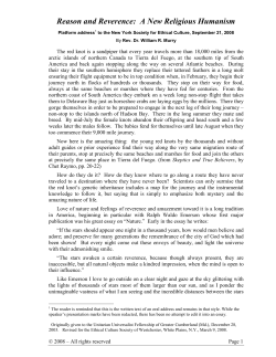 Reason and Reverence: A New Religious Humanism