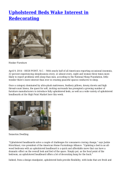 Upholstered Beds Wake Interest in Redecorating