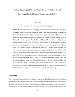 Nuclear Signaling and China`s Perception about