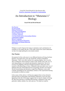 An Introduction to "Maturana`s" Biology
