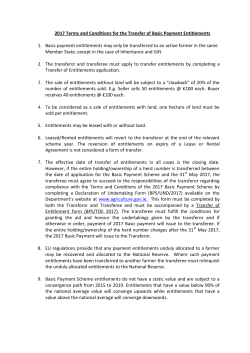 2017 Transfer of Entitlements Terms and Conditions