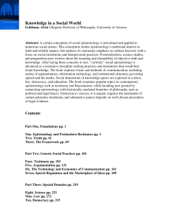 Knowledge in a Social World - Journals