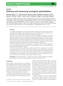 Defining and measuring ecological specialization