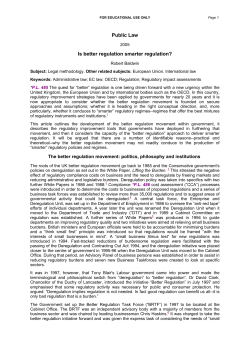 Public Law Is better regulation smarter regulation?