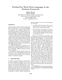 Parsing Free Word Order Languages in the Paninian Framework