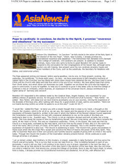 Page 1 of 2 VATICAN Pope to cardinals: in conclave, be docile to