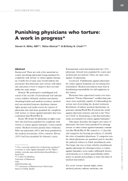 Punishing physicians who torture: A work in progress