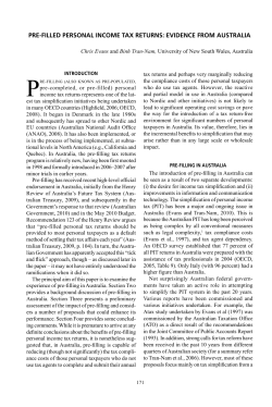 pre-filled personal income tax returns: evidence from australia