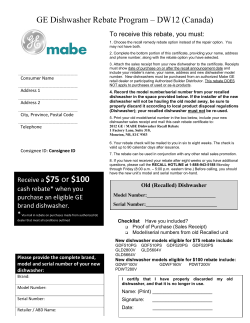 GE Dishwasher Rebate Program &ndash; DW12 (Canada)