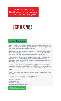 ICF Rome is Growing! Life Changes are happening! Thank you Life