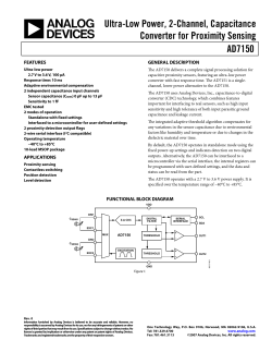 AD7150 Ultra-Low Power, 2 Channel, Capacitance Converter for