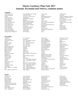Master Gardener Plant Sale 2017 Annuals, Perennial and Natives